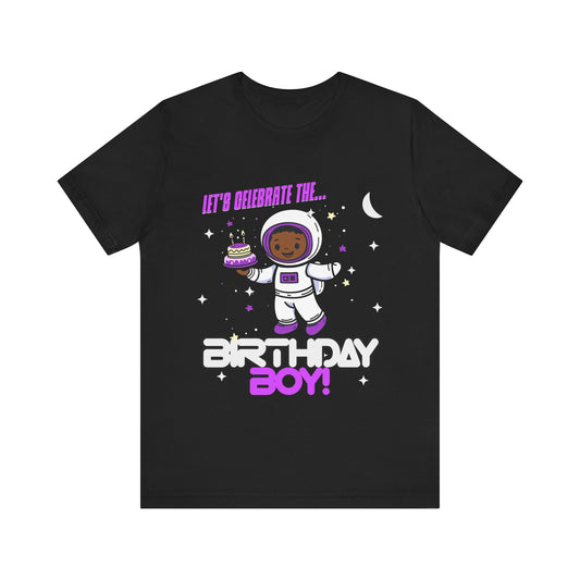 Black Boy Astronaut Birthday T-Shirt , Space Theme, ADULT Unisex Size - Express Shipping Available