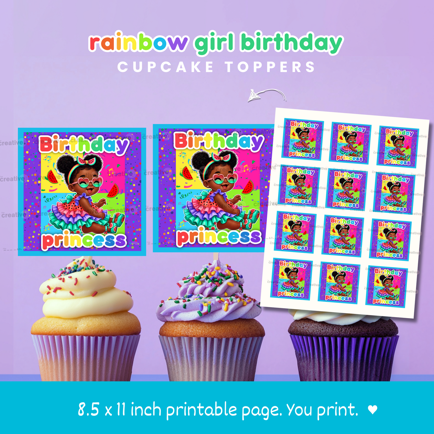 PRINTABLE Rainbow Girl Birthday Theme Table Cutouts - Coco Girl Custom Decor Centerpieces Personalized - One Sided, Ready in 24 hrs