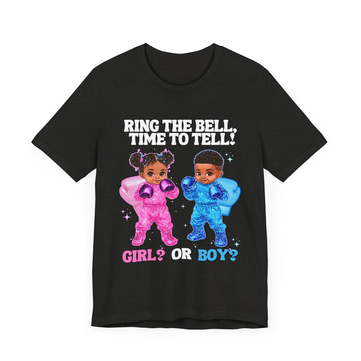 Black Baby Boxer Gender Reveal T-Shirt, Pink and Blue Unisex Adult Tee, Express Delivery available