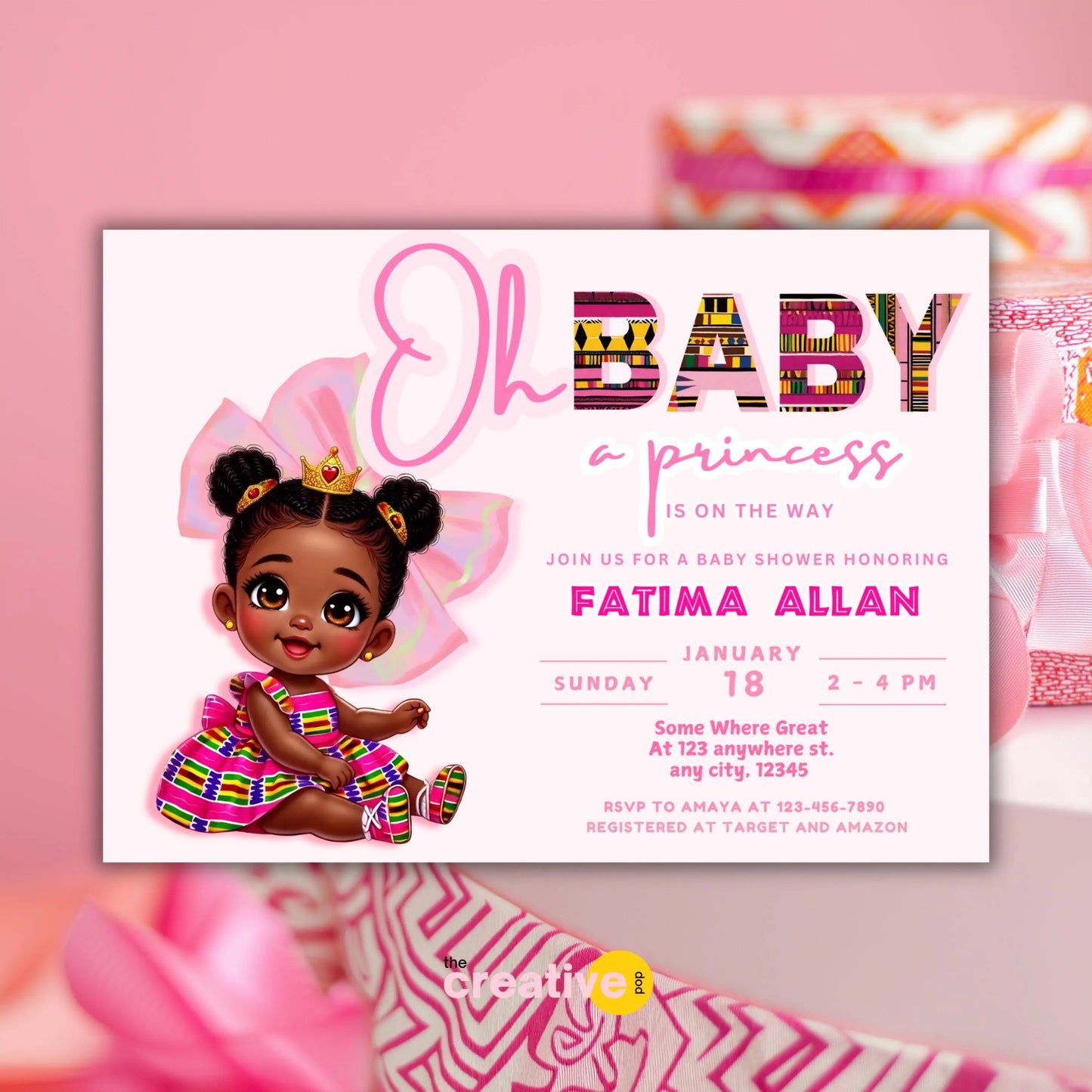 african girl baby shower kente cloth