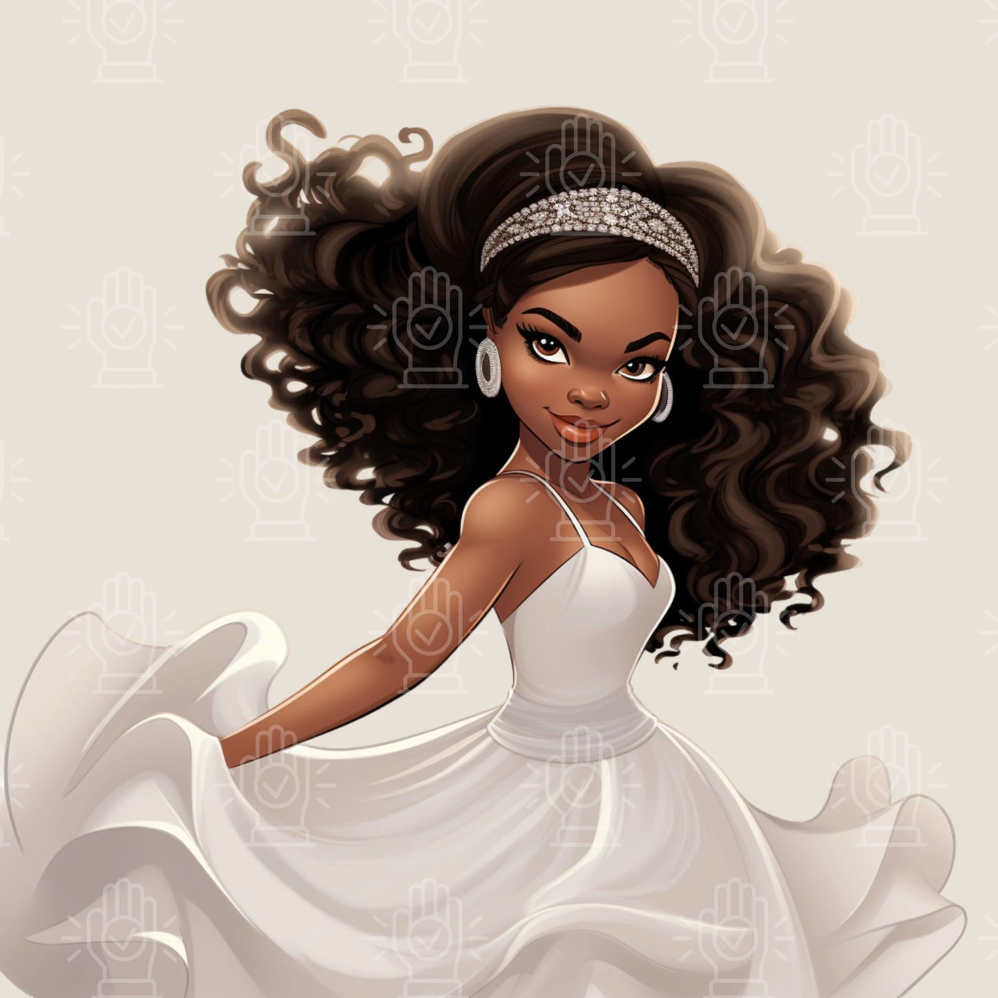 Funny Black Bride Clipart, 13 PNG, Expressive Wedding Cartoon