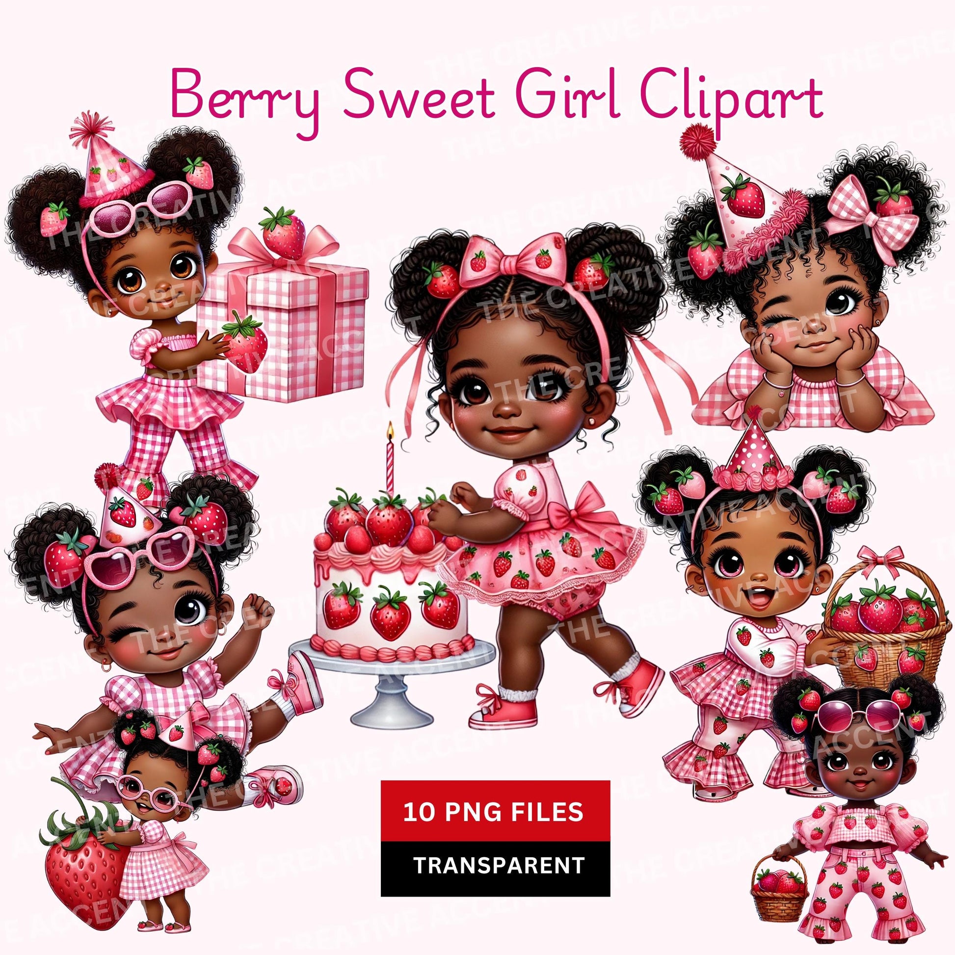 black girl berry sweet bday clipart with birthday hat