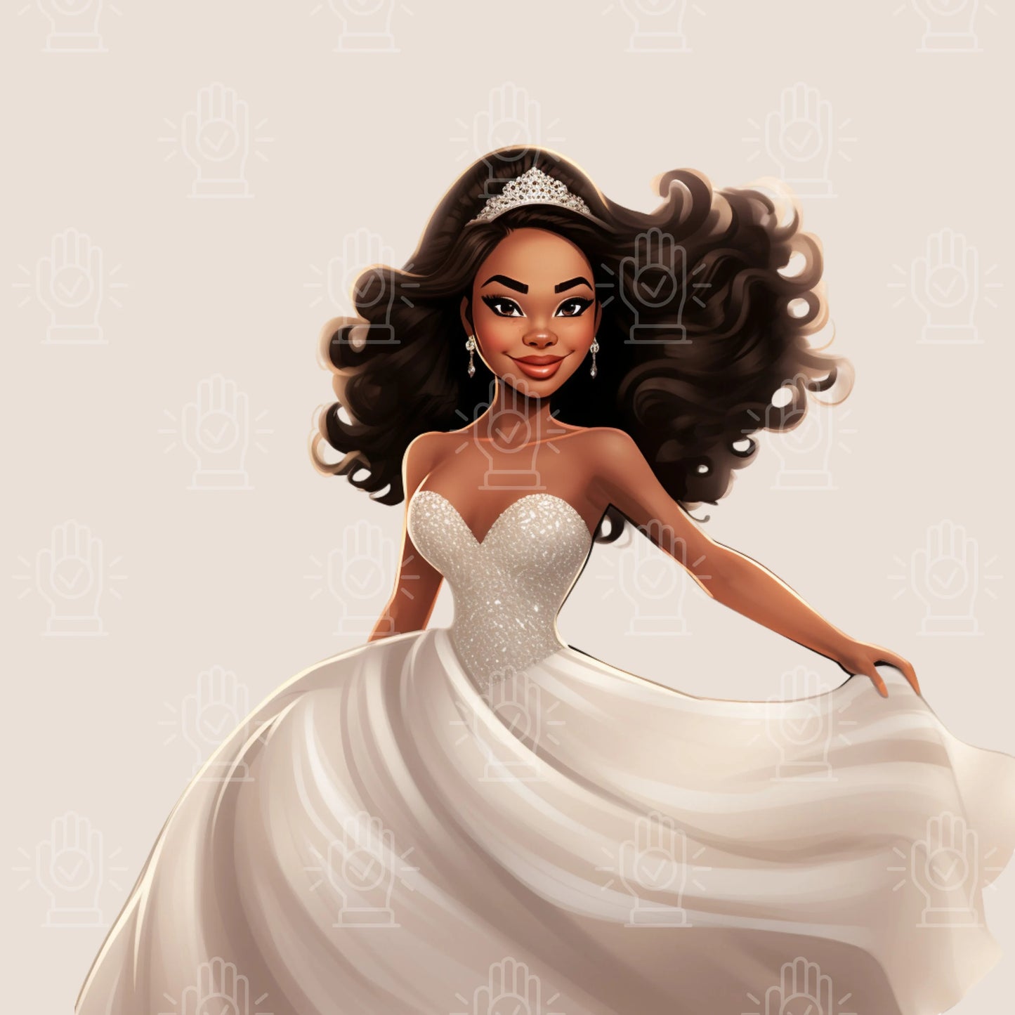 Funny Black Bride Clipart, 13 PNG, Expressive Wedding Cartoon