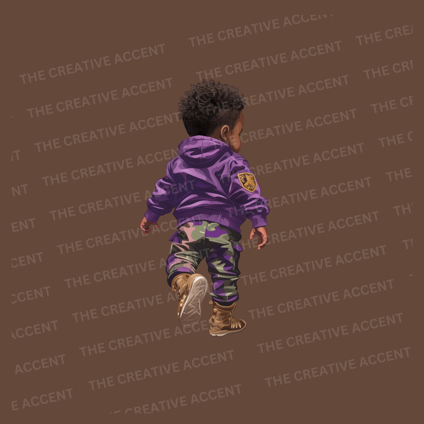 Future Omega Baby Clipart, 7 PNG, Little Black Boy Fraternity in Royal Purple and Old Gold