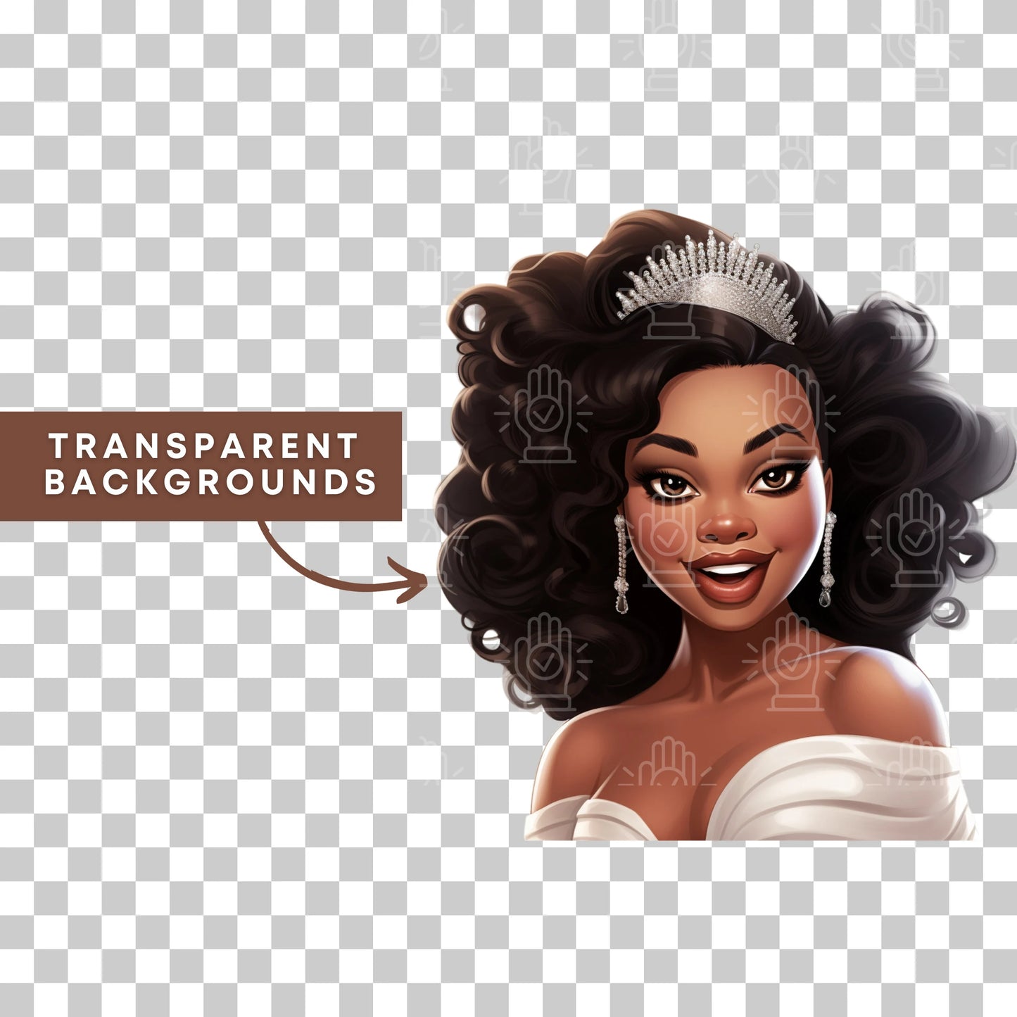 Funny Black Bride Clipart, 13 PNG, Expressive Wedding Cartoon