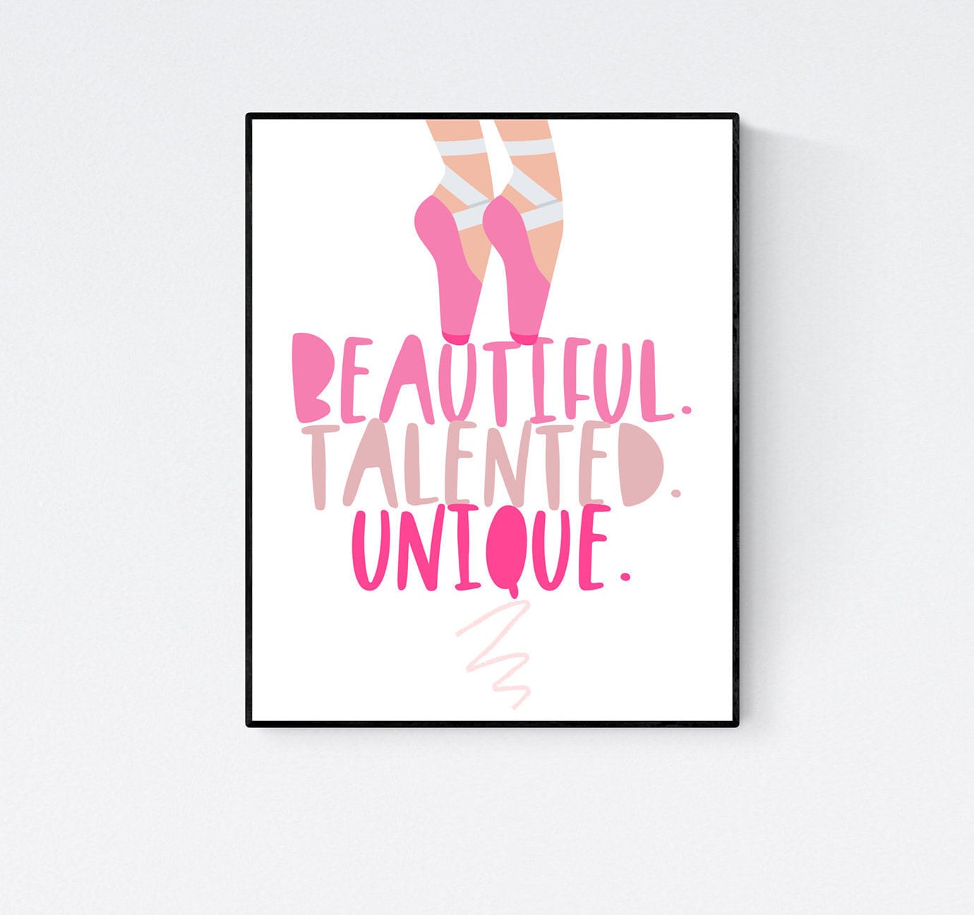 Girls Printable Art: Ballerina - Ballet Affirmations - Beautiful Talented Unique - Dance Wall Art, Room Decor,  *Instant Download*