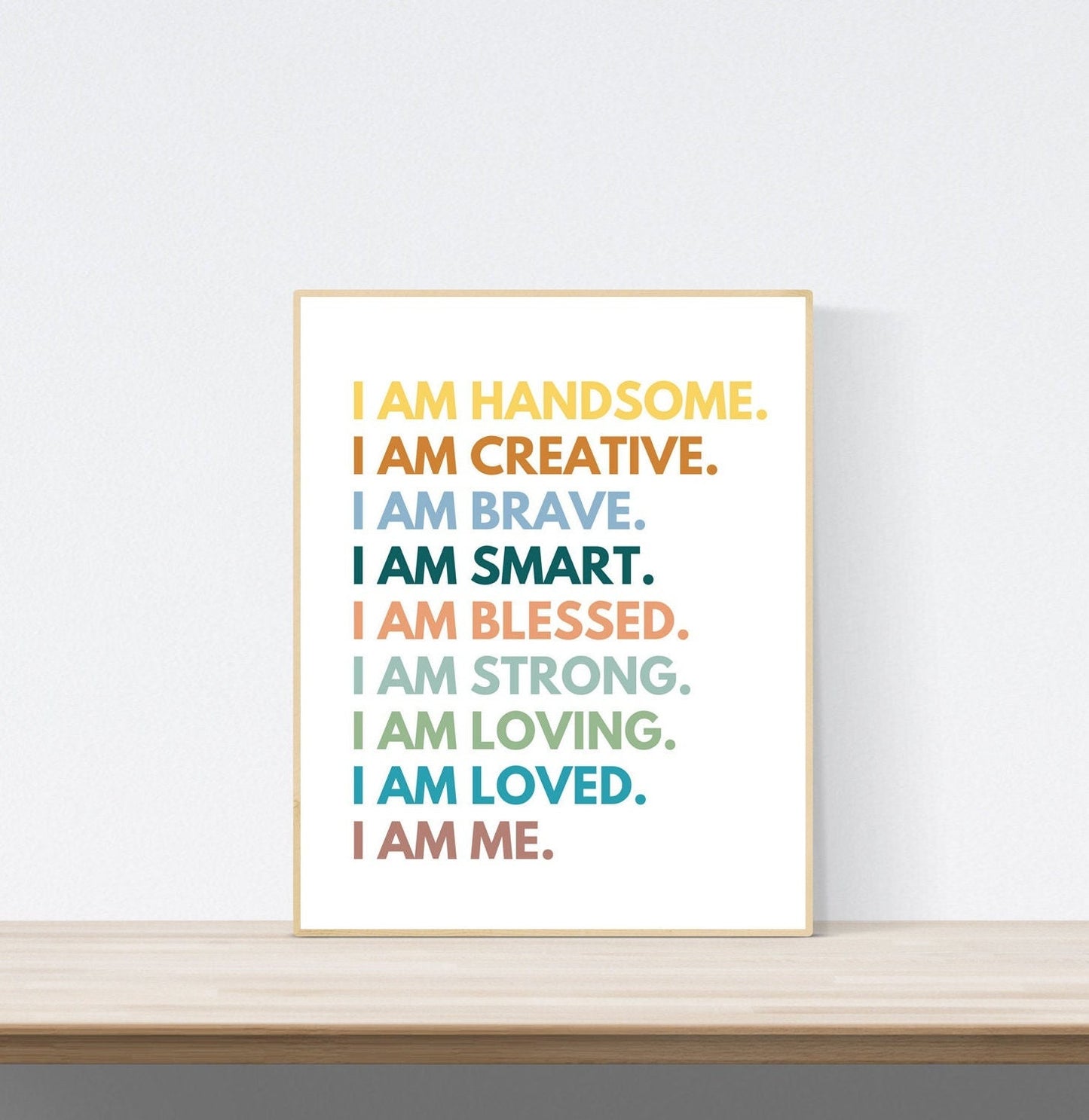 Boys Printable Art: Kids I AM Affirmations - Handsome, Creative, Blessed - Wall Art, Nursery, Playroom Decor,  *Instant Download *