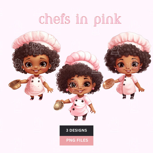 Black Baby Chef Clipart, Little Afro Girls PNG, Girl Cooks, Cooking Party Clipart, Toddler Chef, Kitchen, Baking Birthday