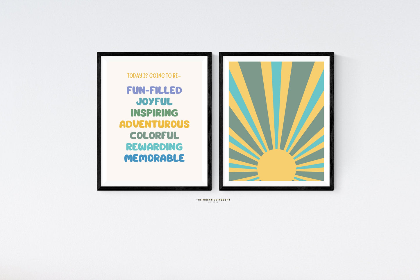 Today Is Going To Be Affirmations, Kids printable art, daily affirmations, positive decor, colorful art, Retro Sun