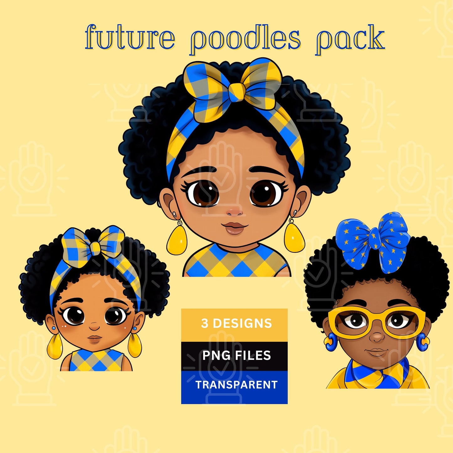 Future SGRho Girls PNG, Sigma Gamma Rho Colors, Royal Blue and Gold Clipart, Black Baby Clipart, Girl Soror Clip Art, Rhoyal