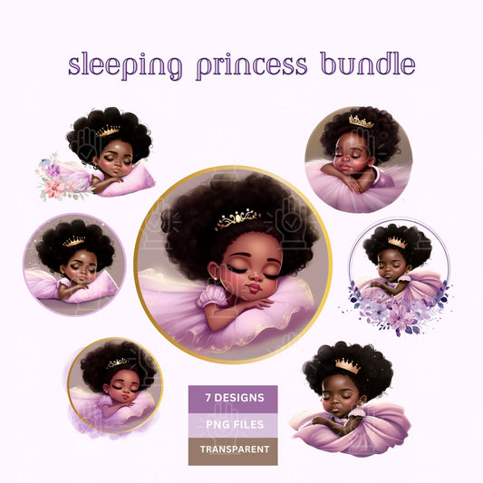 Black Baby Princess Clip Art, Little Girl with Crown PNG bundle, Lavender, Brown kids clipart, natural hair, Purple Dress, baby shower