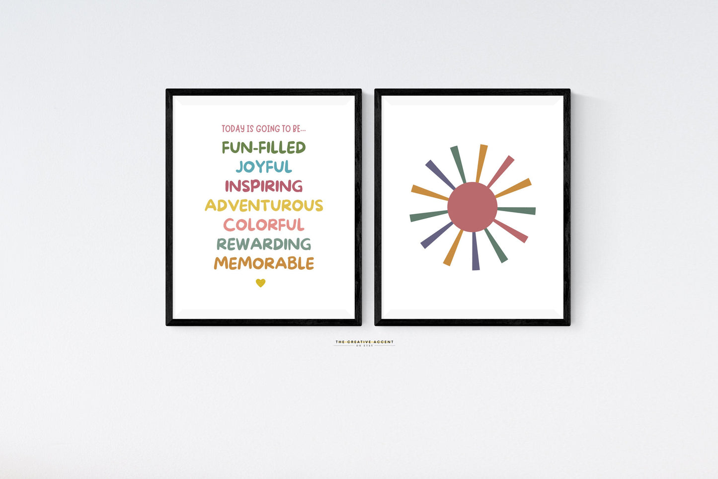 Today Is Going To Be Affirmations, Kids printable art, daily affirmations, positive decor, colorful art, Retro Sun