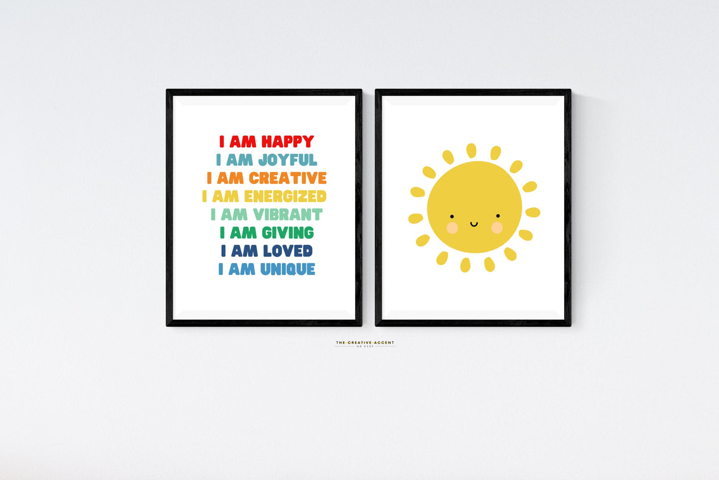 Room Printable Wall Prints, Set of 2 Decor, Affirmations, Kids Motivational Wall poster, Boys Affirmations Prints Blue, Red, Orange, Sun