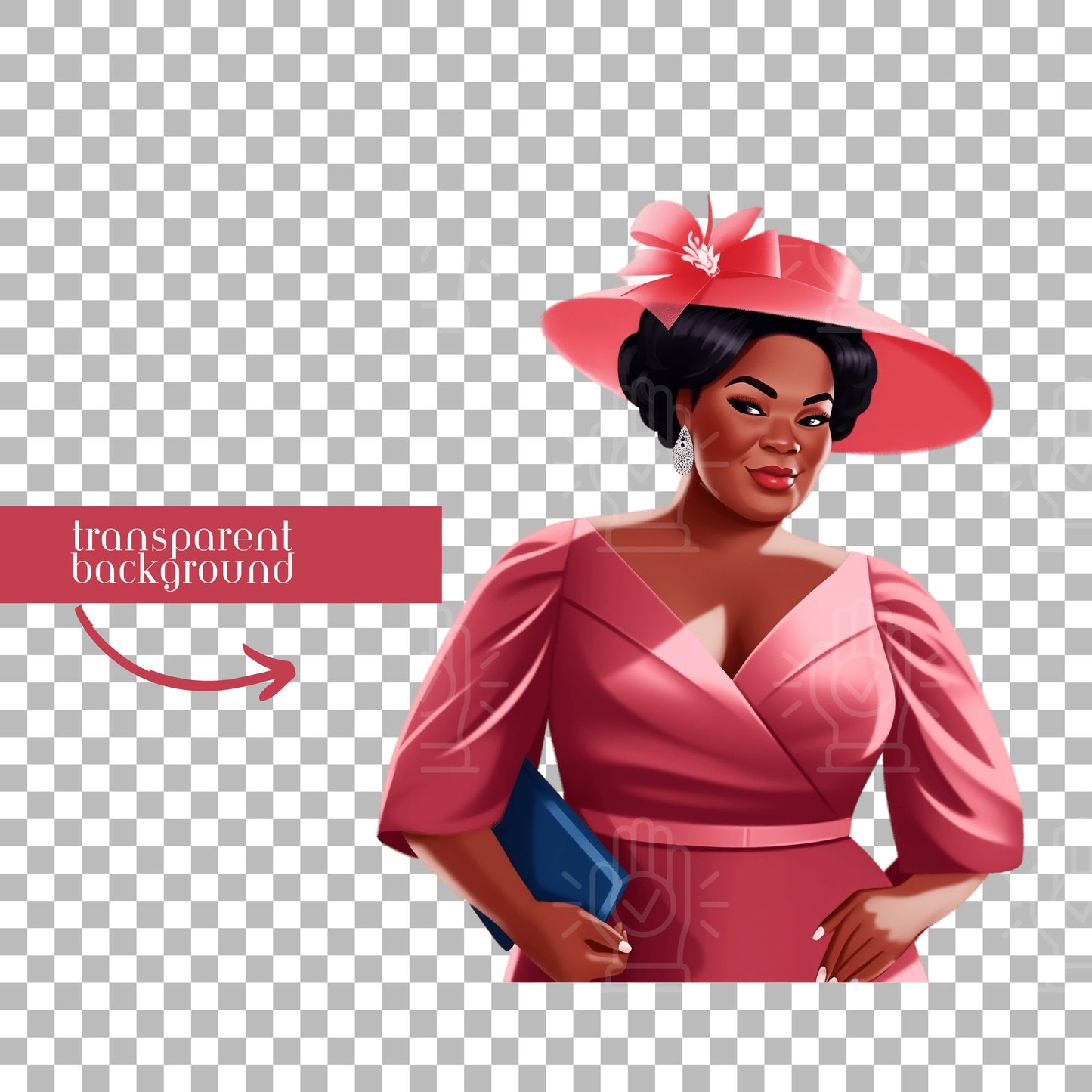 Church Woman Clip Art, Black Girl With church hat, Church sisters, curvy Black women, religious ladies group, sublimation, Flyer Cartoon Art