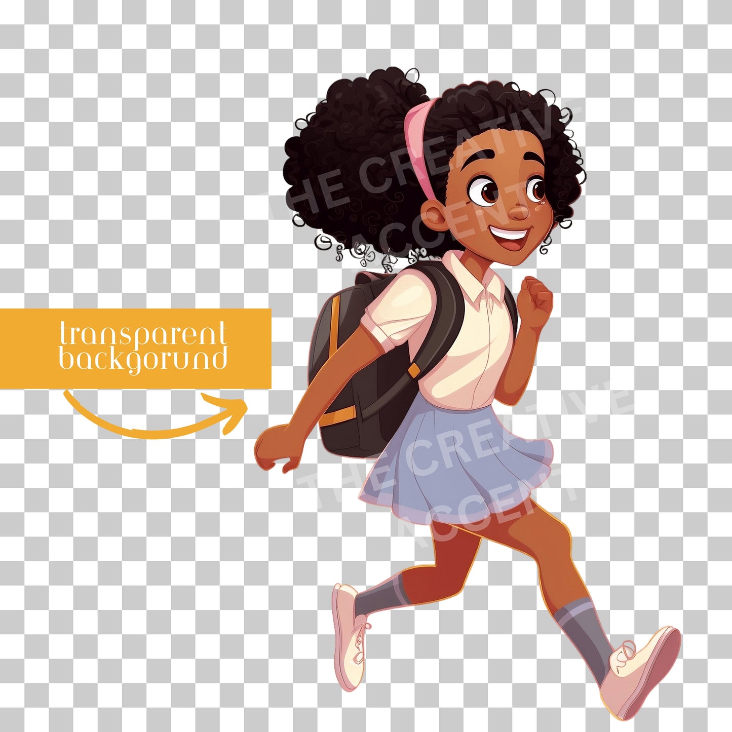 Smart Black Girl Clipart, Study Girls 20 PNG bundle, Reading, Book Bag, School, Writing, Bi-racial clipart, natural, Mixed African-American