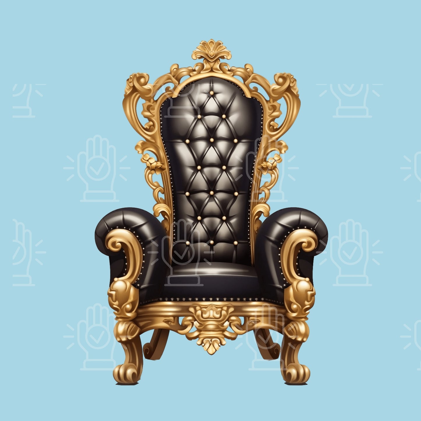 Black Throne Clipart, Royal Theme Clip Art, PNG, Black and Gold Chair, Cartoon, Illustration, Download