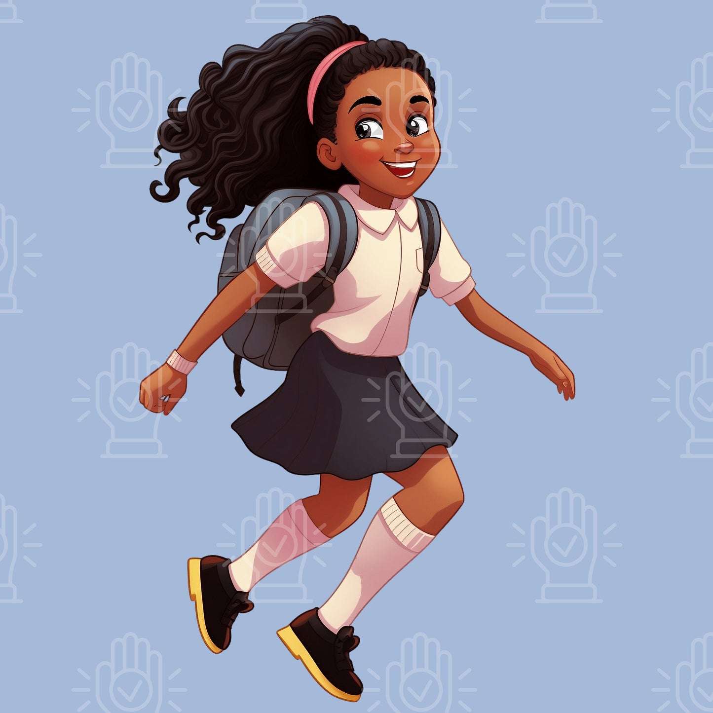 Smart Black Girl Clipart, Study Girls 20 PNG bundle, Reading, Book Bag, School, Writing, Bi-racial clipart, natural, Mixed African-American