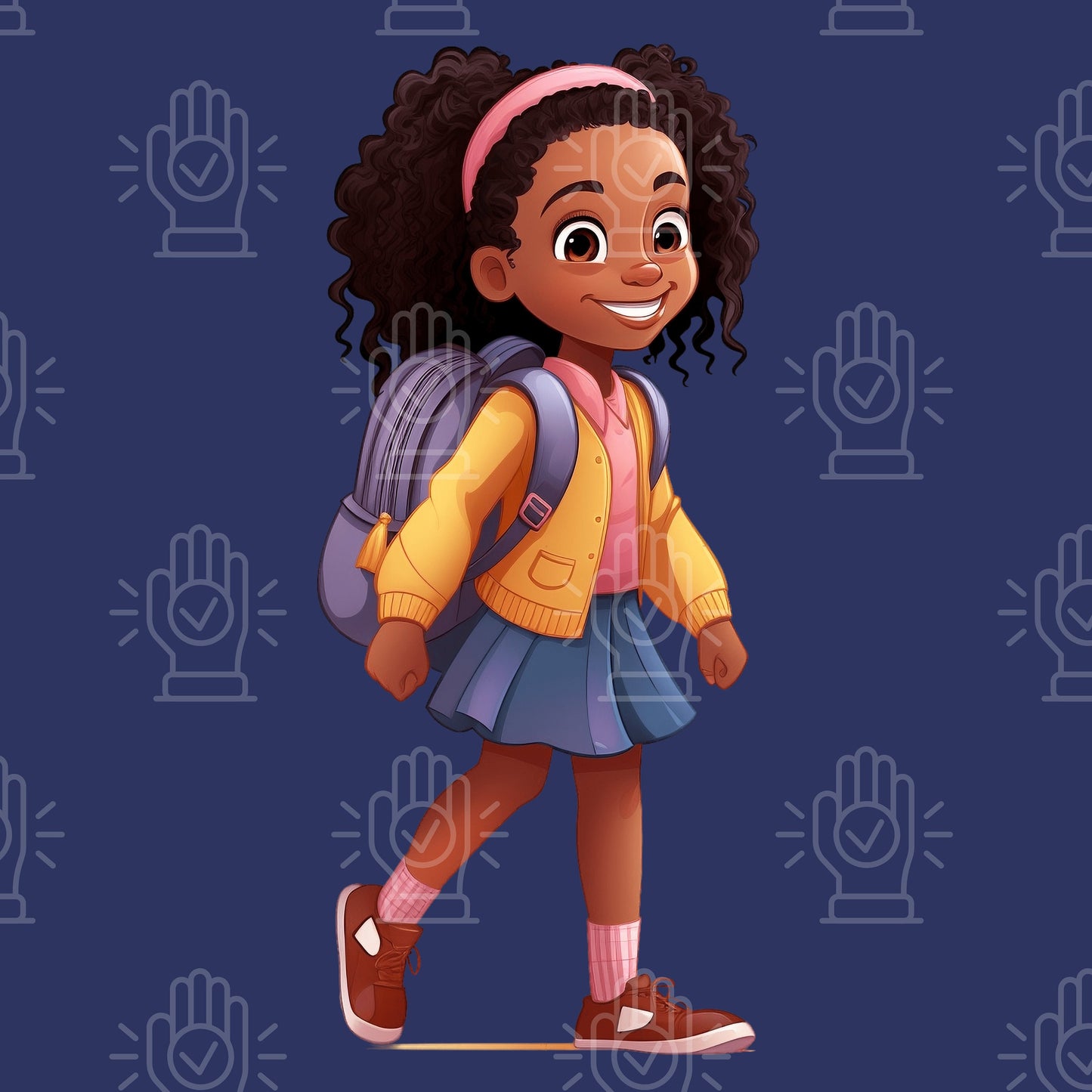 Smart Black Girl Clipart, Study Girls 20 PNG bundle, Reading, Book Bag, School, Writing, Bi-racial clipart, natural, Mixed African-American