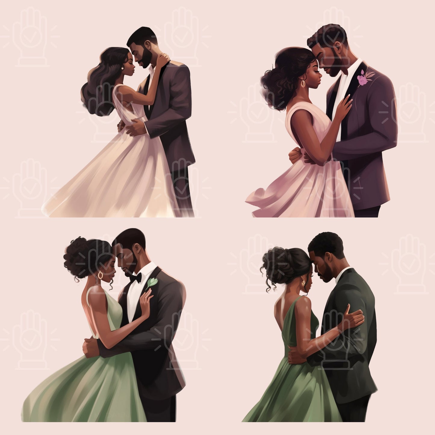 Black Love Clipart, 34 PNG, Black Couple, Newlyweds PNG, Wedding Art, Engagement Dinner, Celebration, African-American Romance, Inlove, Date
