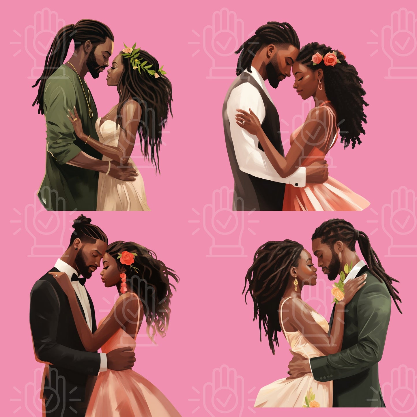 Black Love Clipart, 34 PNG, Black Couple, Newlyweds PNG, Wedding Art, Engagement Dinner, Celebration, African-American Romance, Inlove, Date