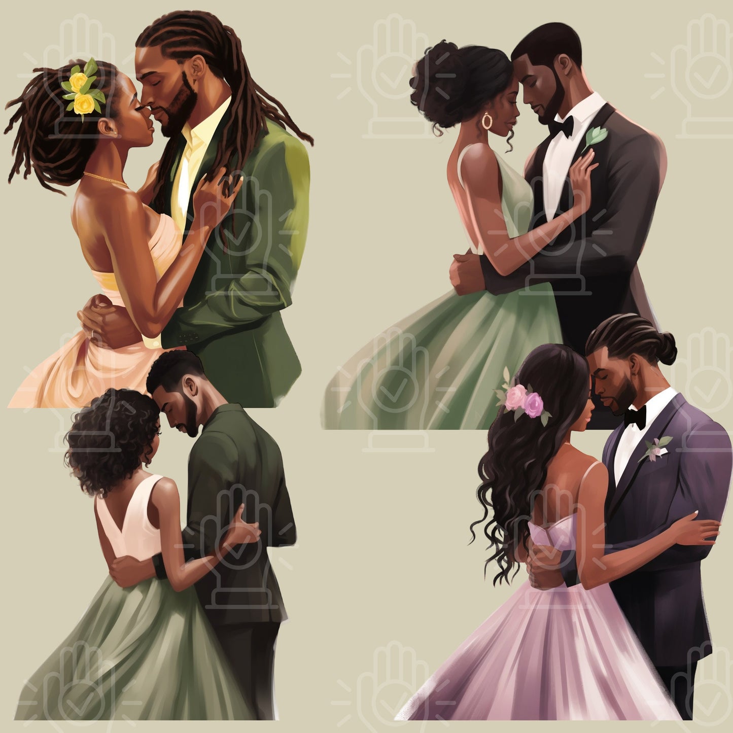 Black Love Clipart, 34 PNG, Black Couple, Newlyweds PNG, Wedding Art, Engagement Dinner, Celebration, African-American Romance, Inlove, Date