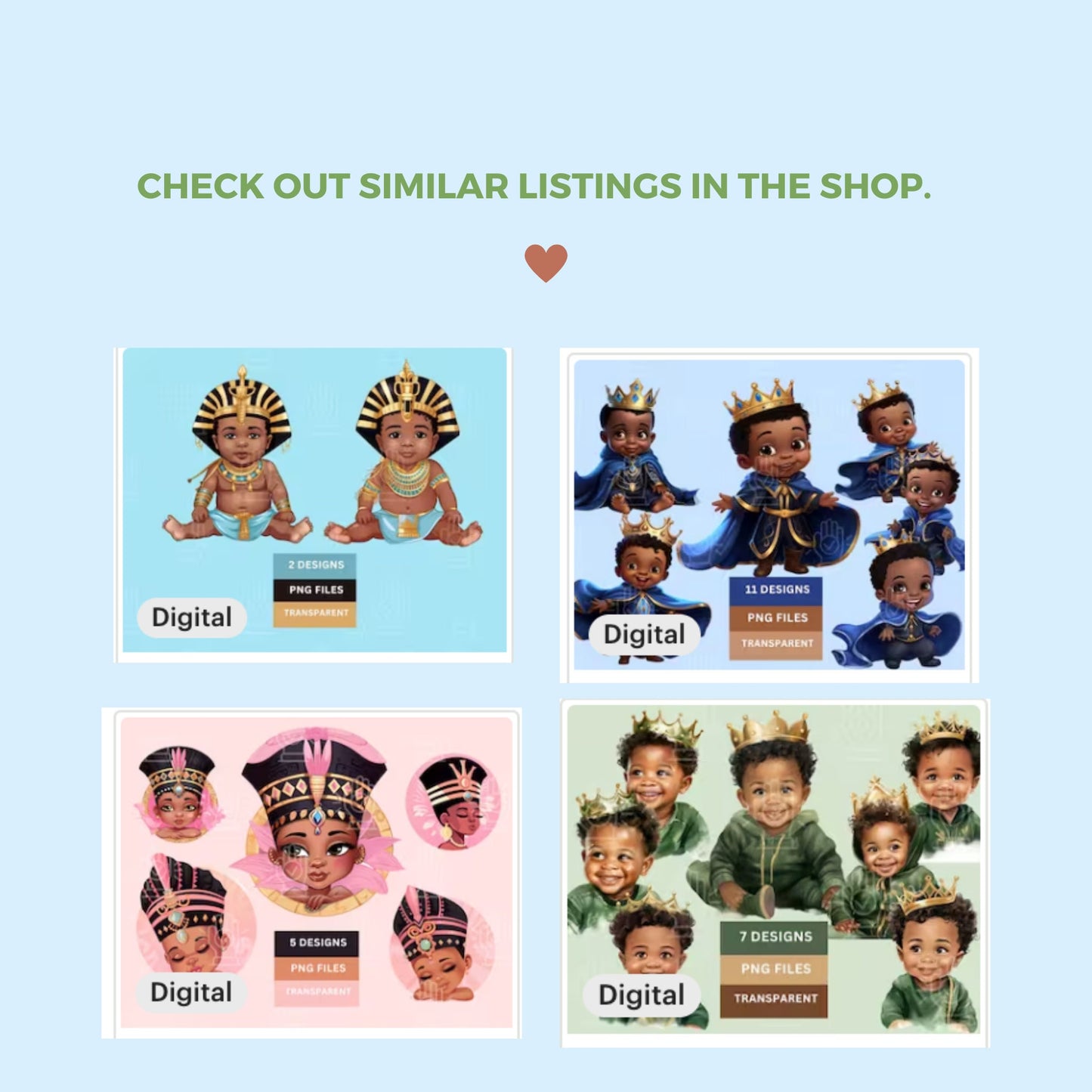 Egyptian Emerald Green Black Baby Shower Clipart, Pharaoh Baby King Tut, Tutankhamun