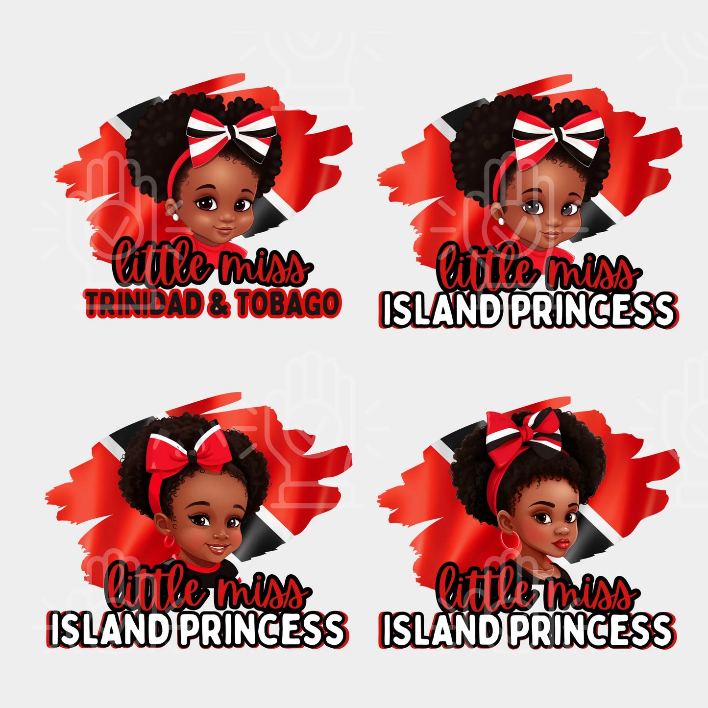 Little Miss Trinidad and Tobago Girl Clipart Red, T-Shirt Design