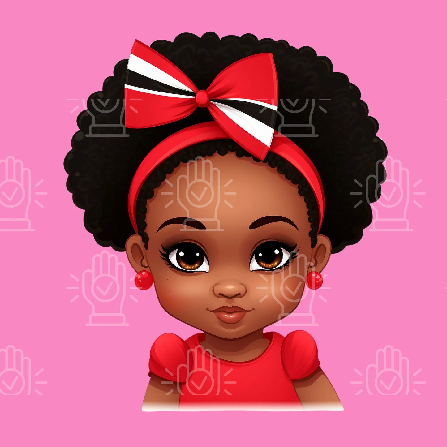 Little Miss Trinidad and Tobago Girl Clipart Red, T-Shirt Design