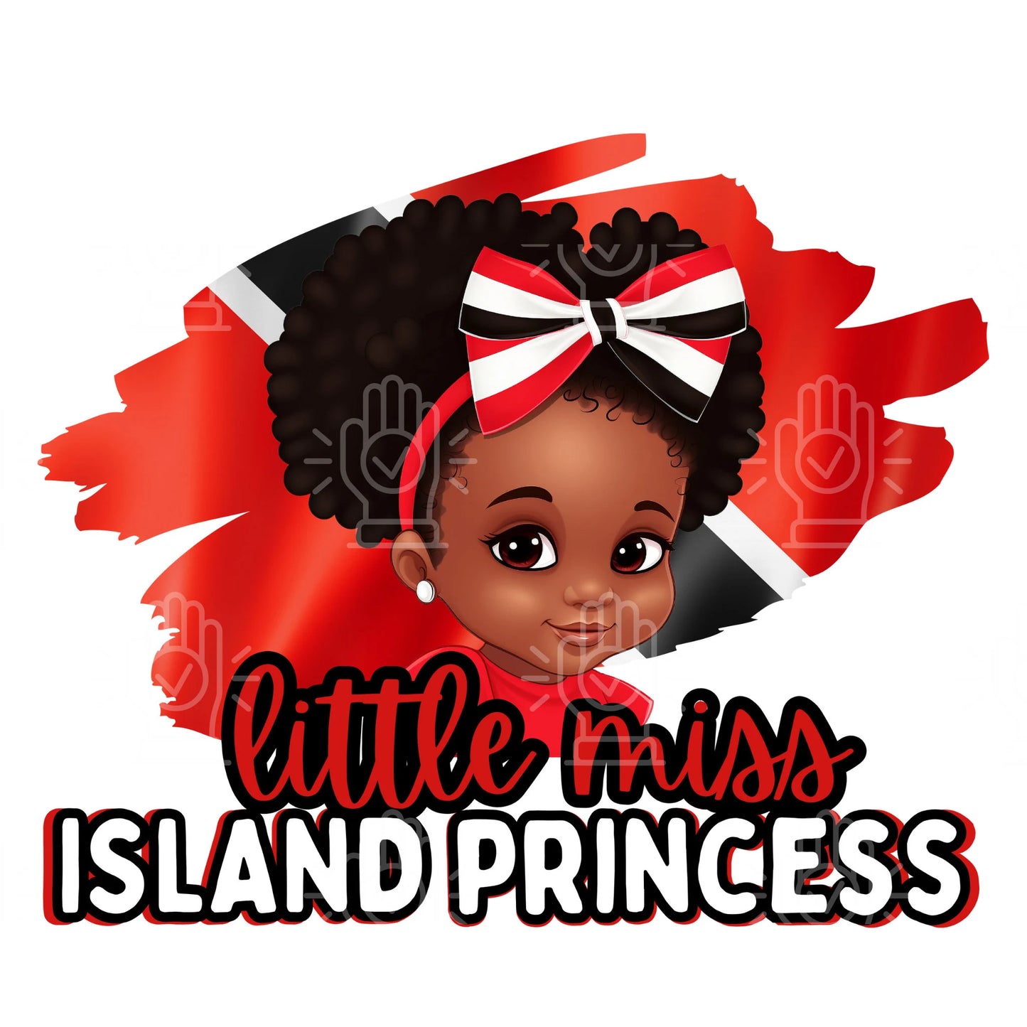 Little Miss Trinidad and Tobago Girl Clipart Red, T-Shirt Design