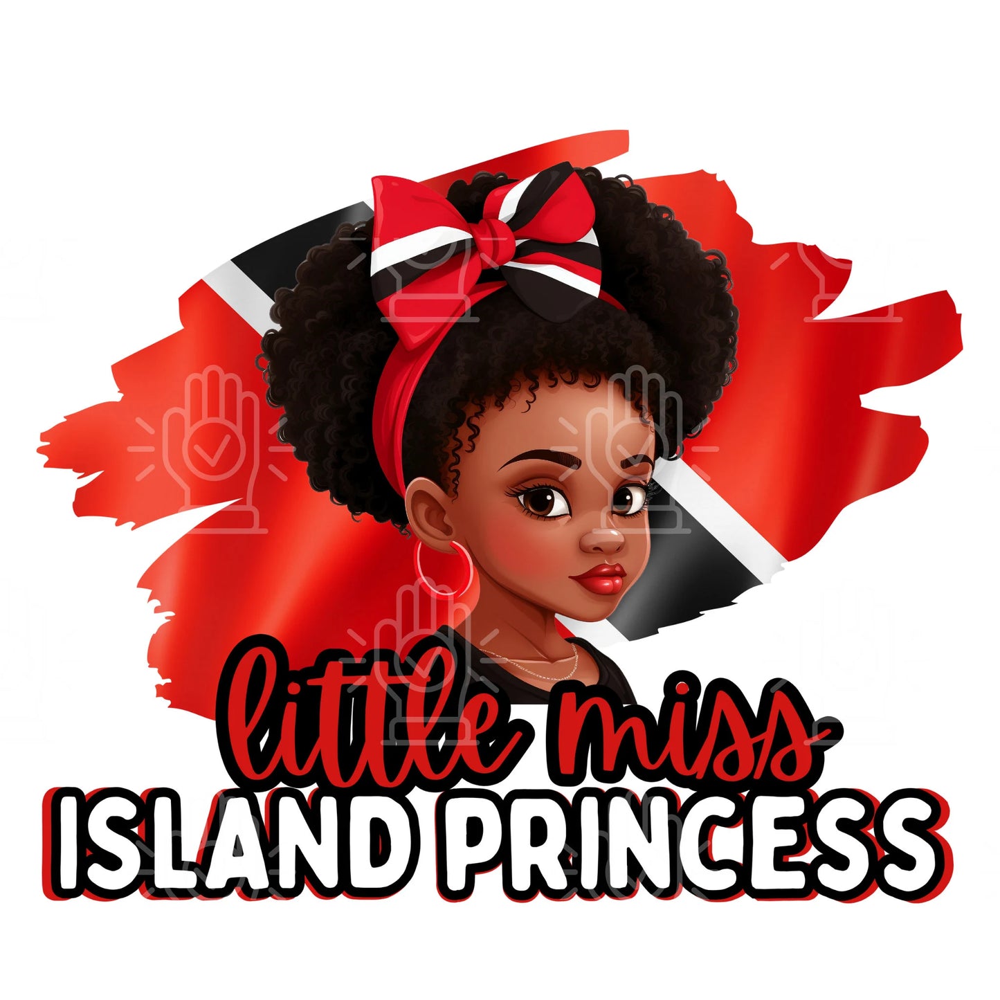 Little Miss Trinidad and Tobago Girl Clipart Red, T-Shirt Design