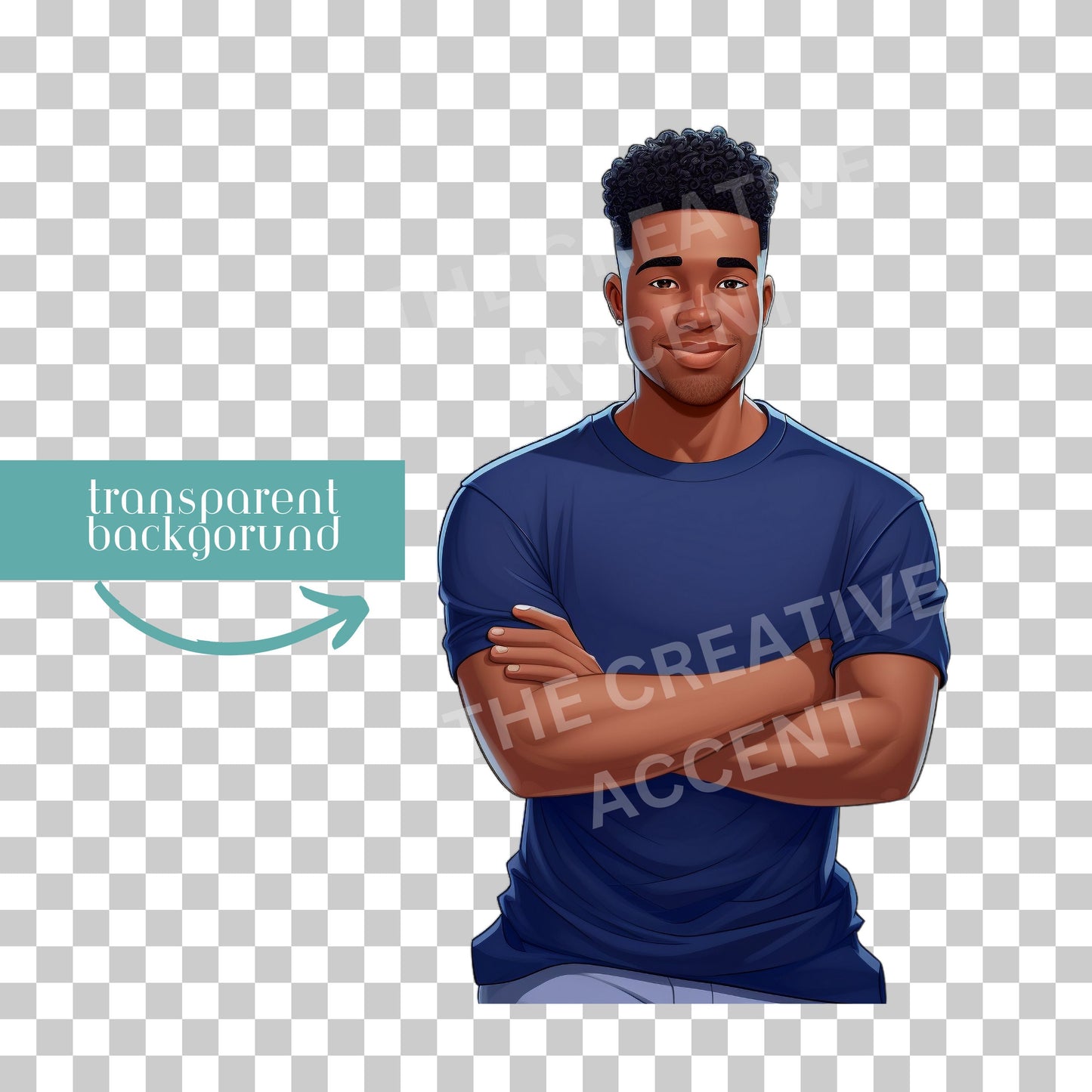 Black Man Clipart, PNG bundle, Brown Men Male Images Art, Afro Natural Hair, Locs, African-American Cartoon Illustration, Commercial use