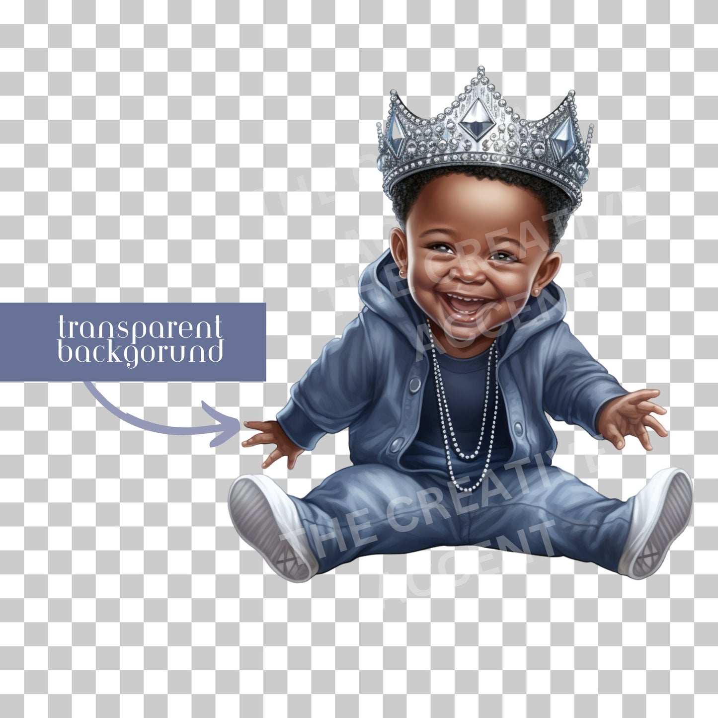 Denim and Diamond Black Baby Boy Prince Clipart, 9 PNG, Silver, Blue Jean Bling Baby Shower Theme, Silver, Cartoon, Bling Royal Prince Crown