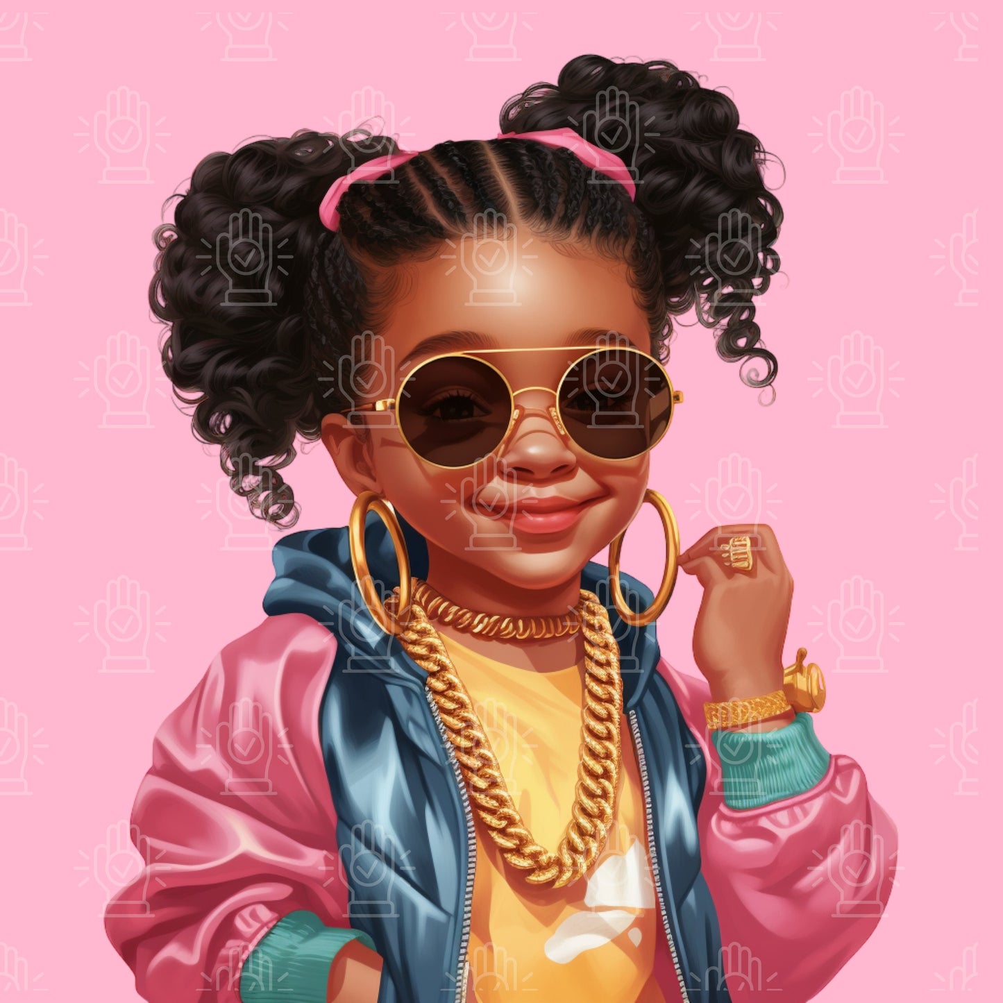 Little Retro 90s Girl Clipart, Little Black Girl, 41 PNG, Urban, Baby Old school Hip Hop toddler, Roll Chain Baby Shower, Kids birthday