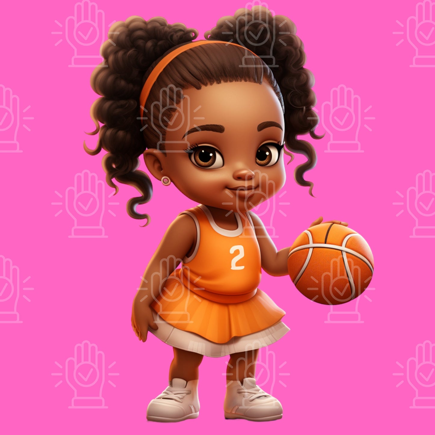 Basketball Baby Girl Princess, 12 PNG, Pink Tutu Dress, Little Black Baby Shower Clipart, Sports Theme Illustration, Sports Gender Reveal
