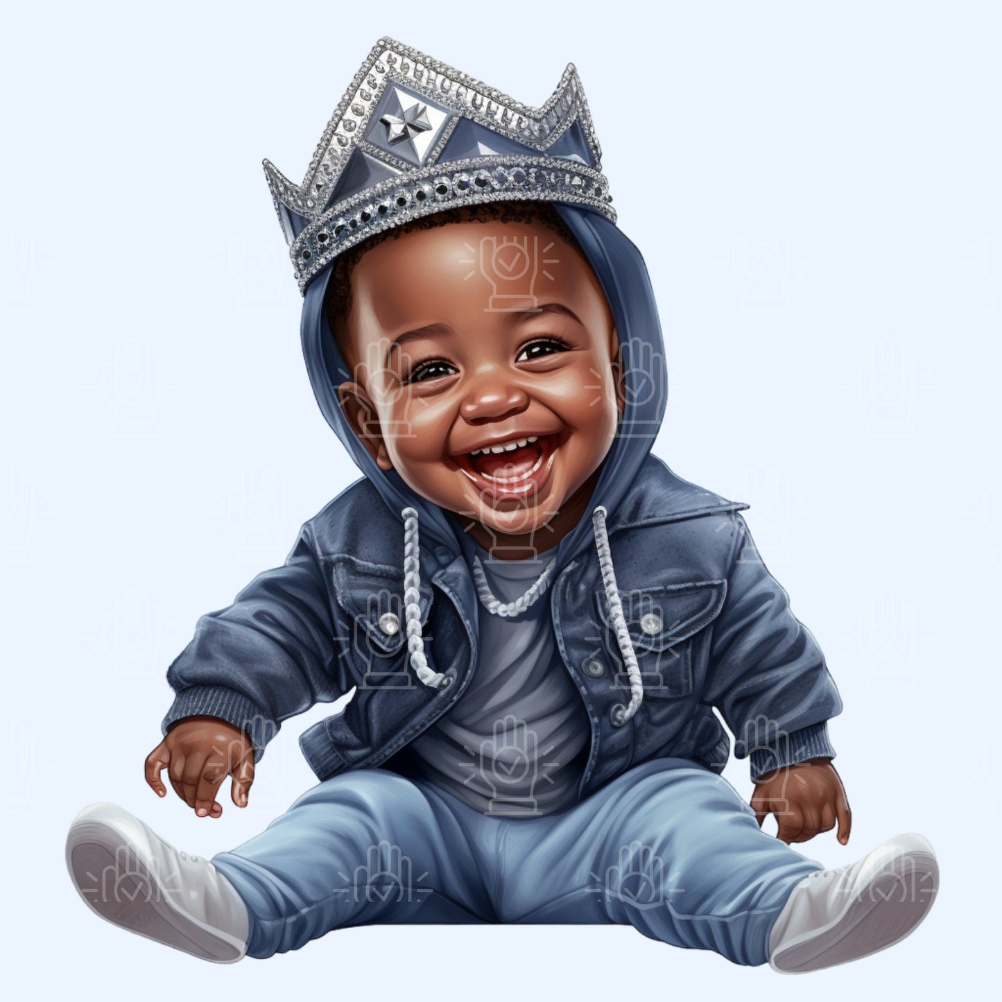 Denim and Diamond Black Baby Boy Prince Clipart, 9 PNG, Silver, Blue Jean Bling Baby Shower Theme, Silver, Cartoon, Bling Royal Prince Crown