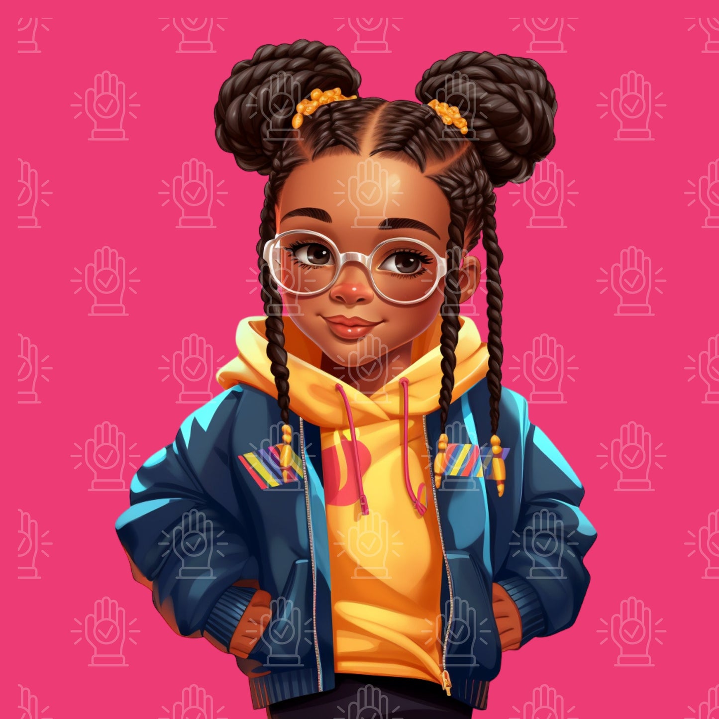 Little Retro 90s Girl Clipart, Little Black Girl, 41 PNG, Urban, Baby Old school Hip Hop toddler, Roll Chain Baby Shower, Kids birthday