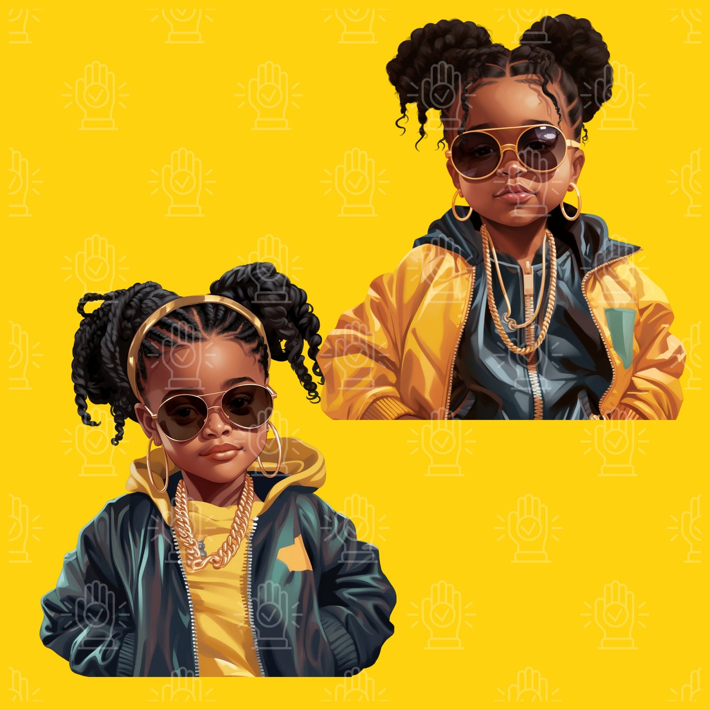 Little Retro 90s Girl Clipart, Little Black Girl, 41 PNG, Urban, Baby Old school Hip Hop toddler, Roll Chain Baby Shower, Kids birthday