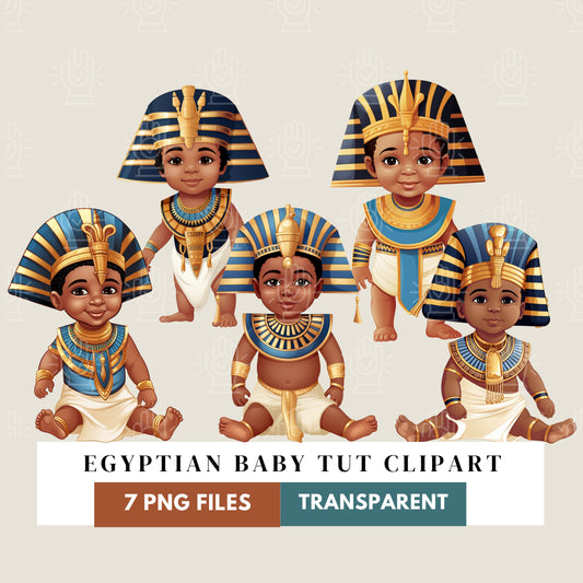 Egyptian Baby Clipart, 7 PNG - Black Boy Pharaoh, King Tut, Tutankhamun