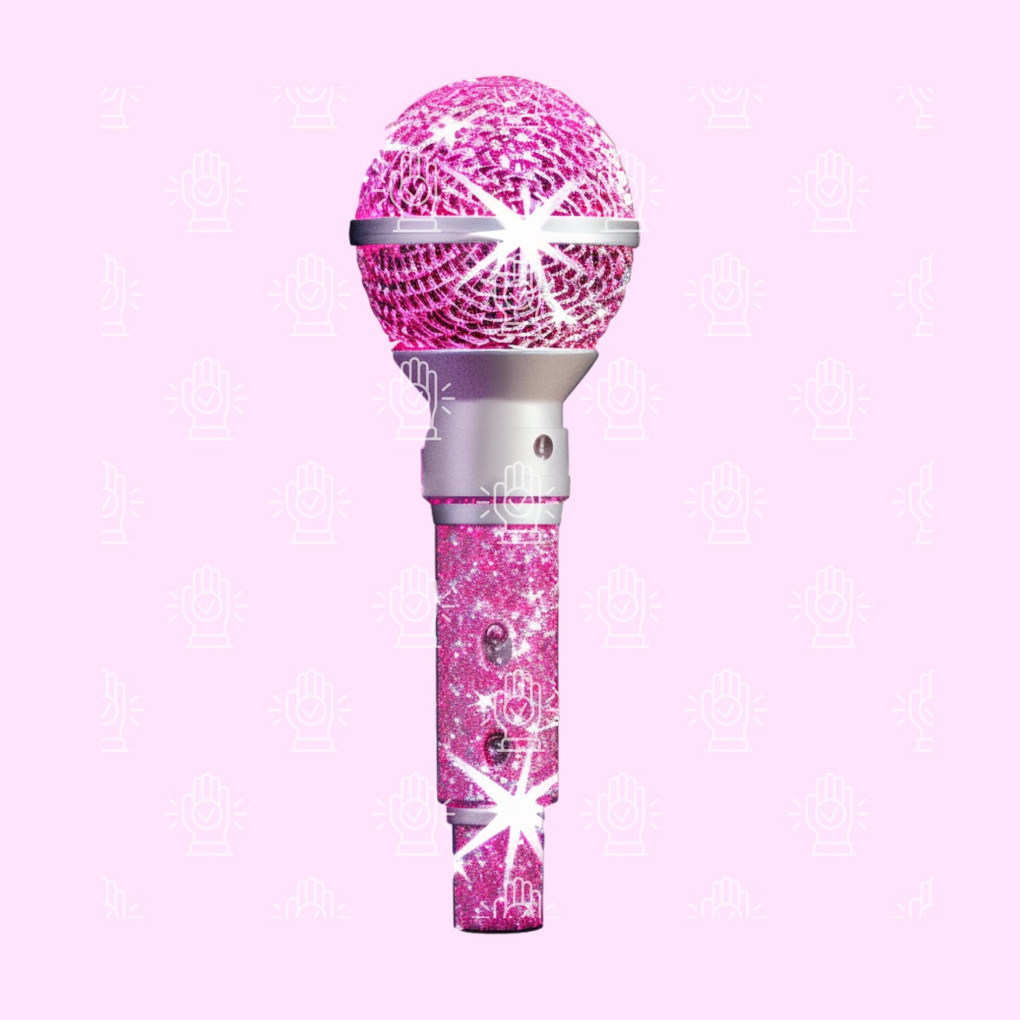 Pink Microphone Clipart, 9 PNG, Hot Pink & Silver Glitter Mic, Illustration for Girl, Child Singer, Little Kid Performing Arts, Choir Decor