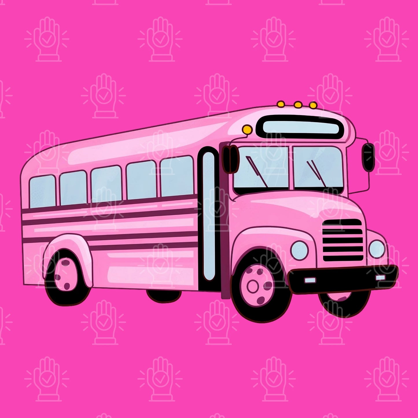 Pink School Bus Watercolor Clipart, 9 PNG