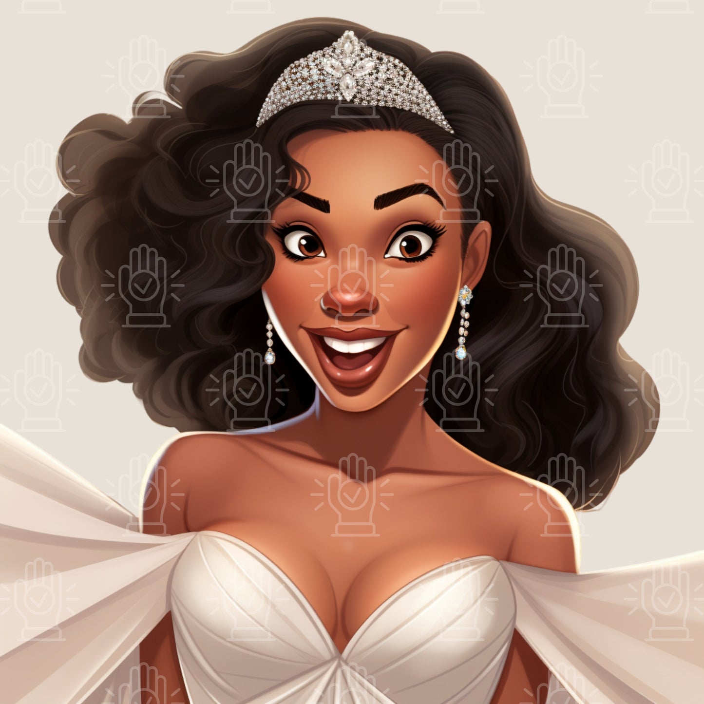 Funny Black Bride Clipart, 13 PNG, Expressive Wedding Cartoon