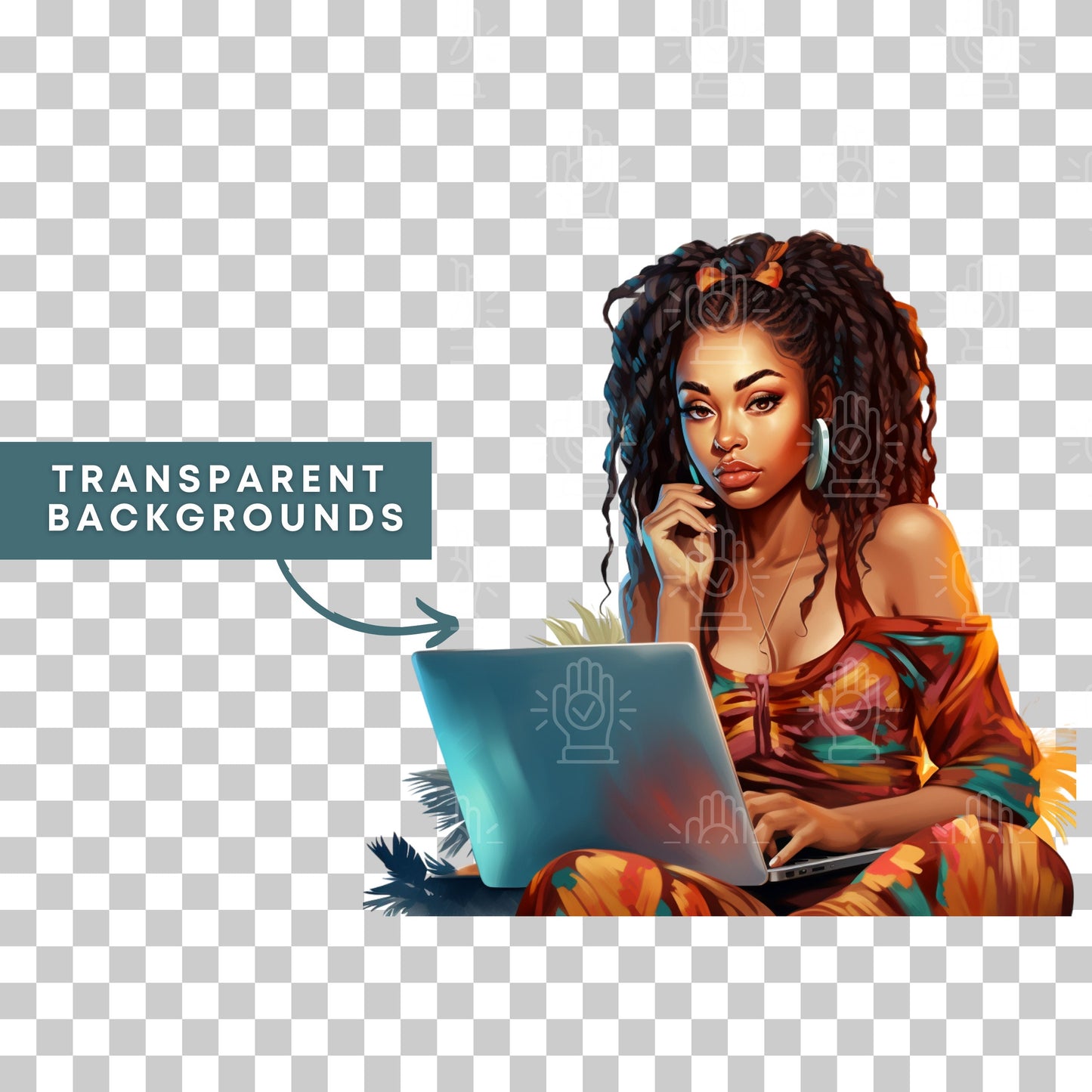 Black Woman on Laptop Clipart, 15 PNG, Girl Working, Studying, Business, Planner, Journal, Office, College Art, School, Afro, Locs Cartoon