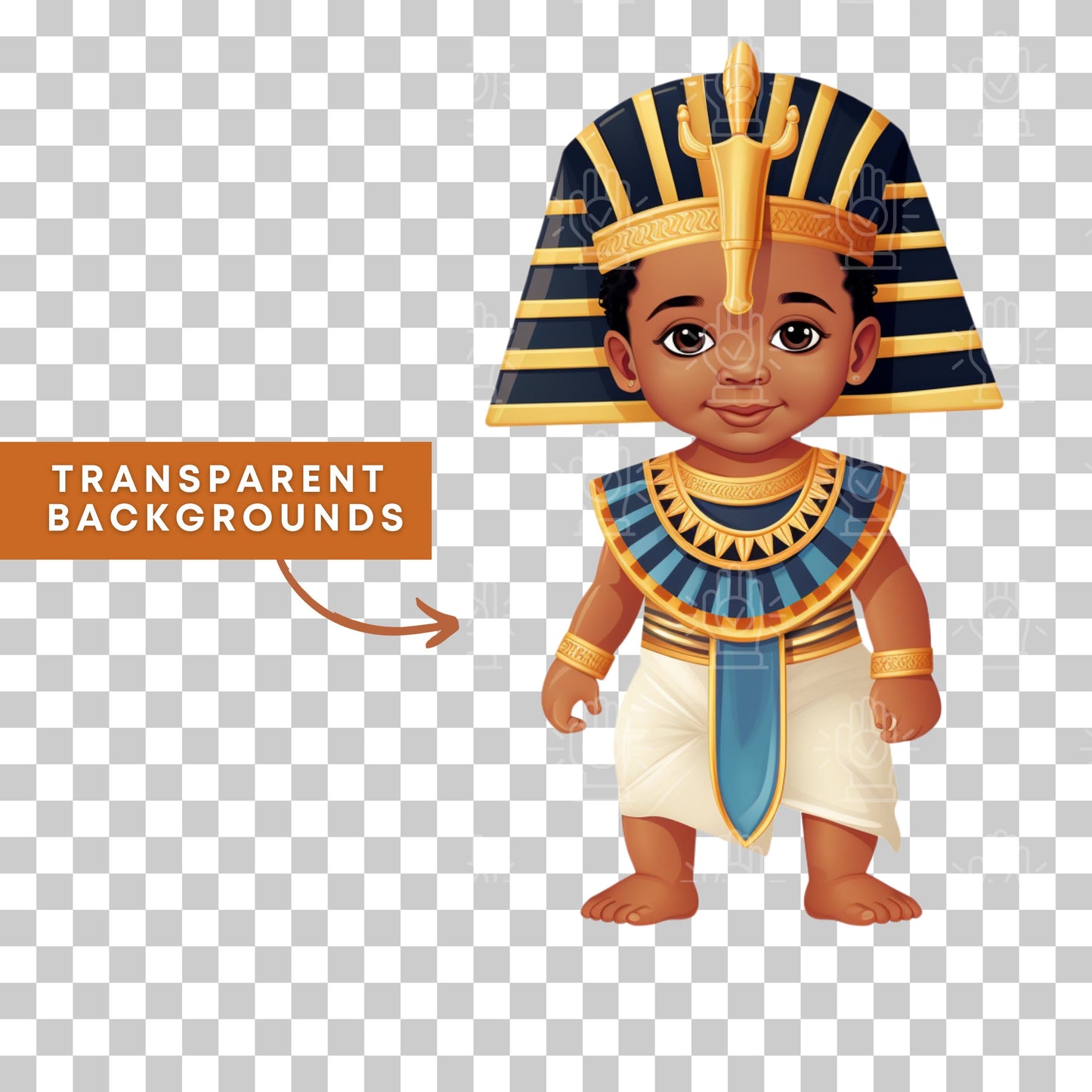 Egyptian Baby Clipart, 7 PNG - Black Boy Pharaoh, King Tut, Tutankhamun