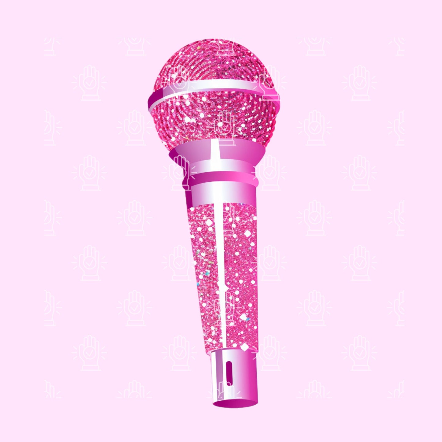Pink Microphone Clipart, 9 PNG, Hot Pink & Silver Glitter Mic, Illustration for Girl, Child Singer, Little Kid Performing Arts, Choir Decor