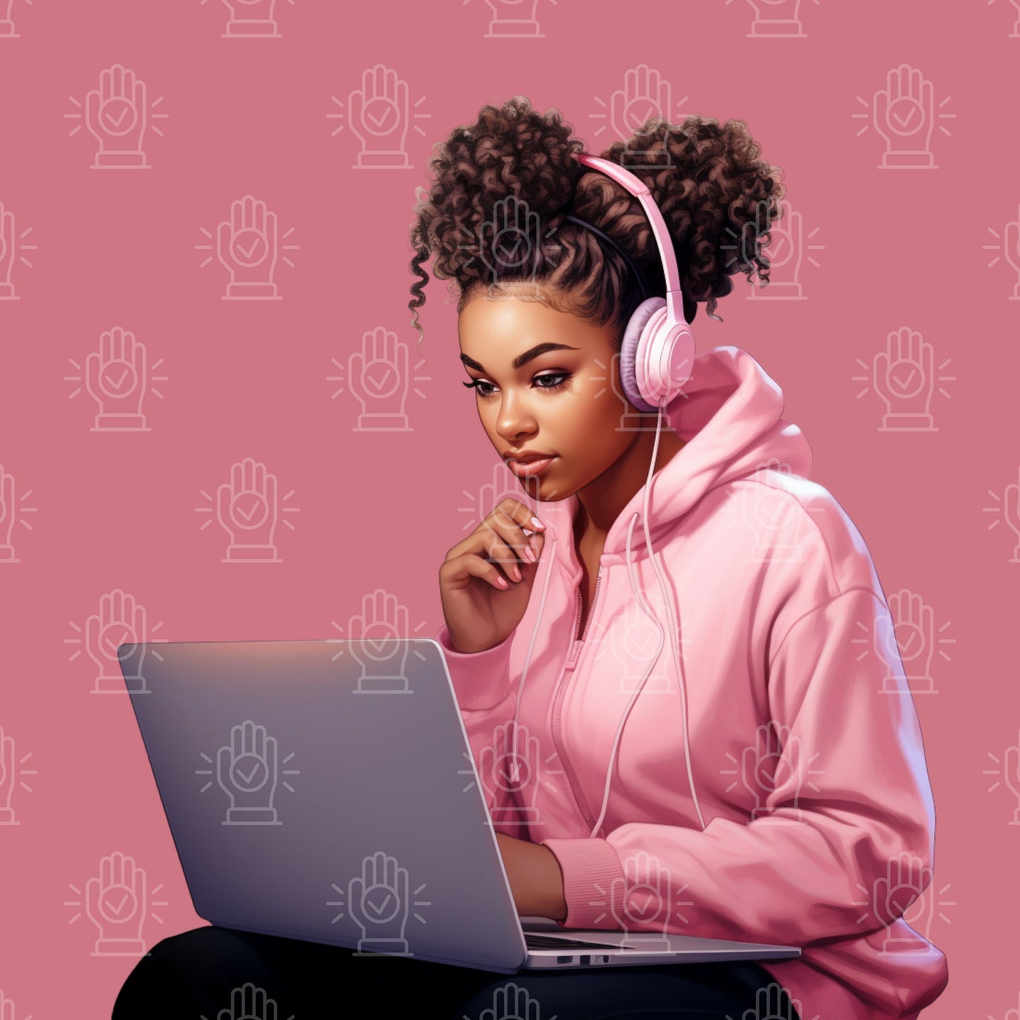 Black Woman on Laptop Clipart, 15 PNG, Girl Working, Studying, Business, Planner, Journal, Office, College Art, School, Afro, Locs Cartoon