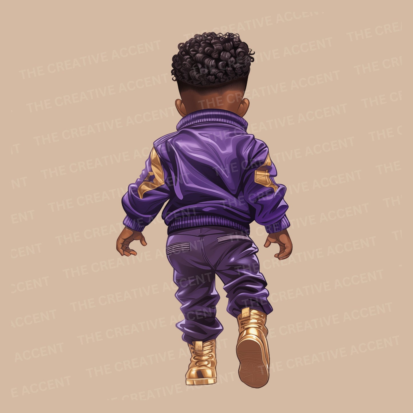 Future Omega Baby Clipart, 7 PNG, Little Black Boy Fraternity in Royal Purple and Old Gold
