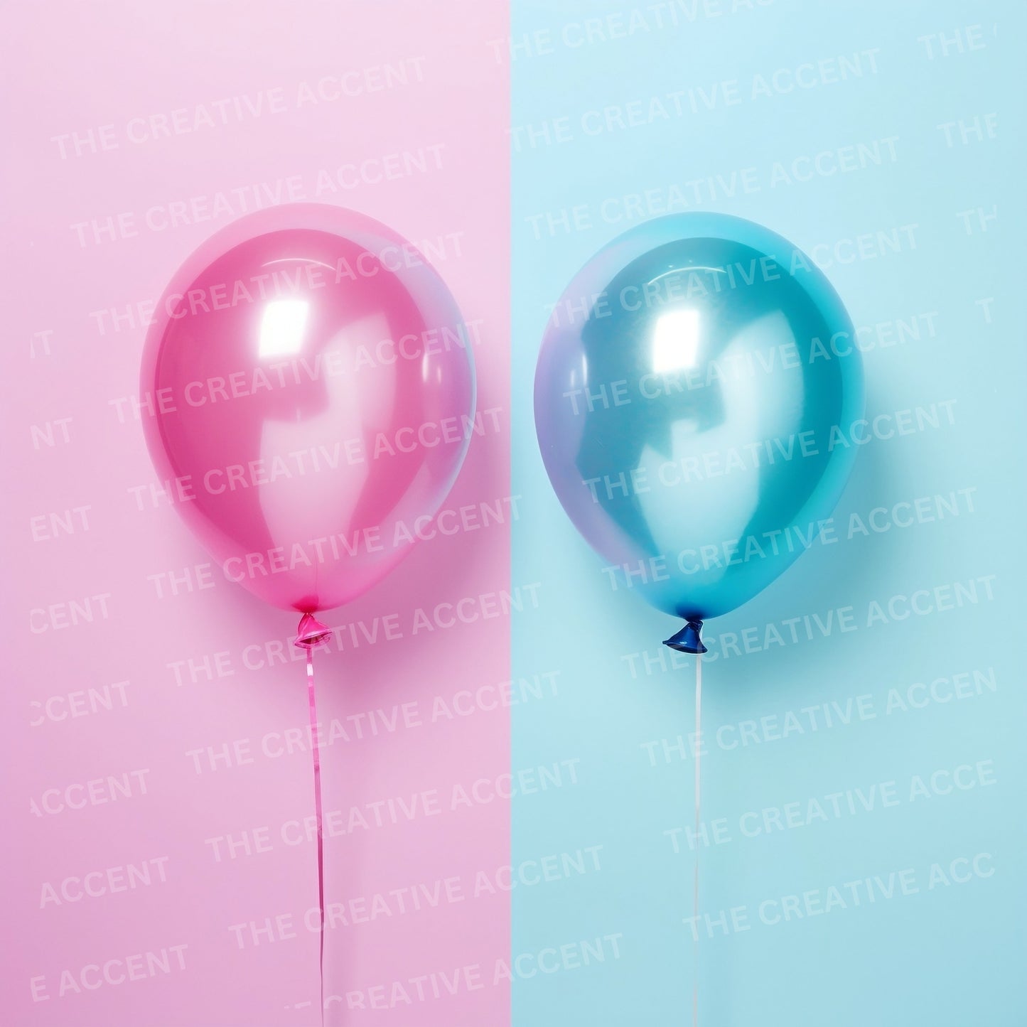 Gender Reveal Background Digital Paper, 8 JPEG, Half Blue and Pink Balloons Ai Art, Surprise Boy or Girl Invite Overlay