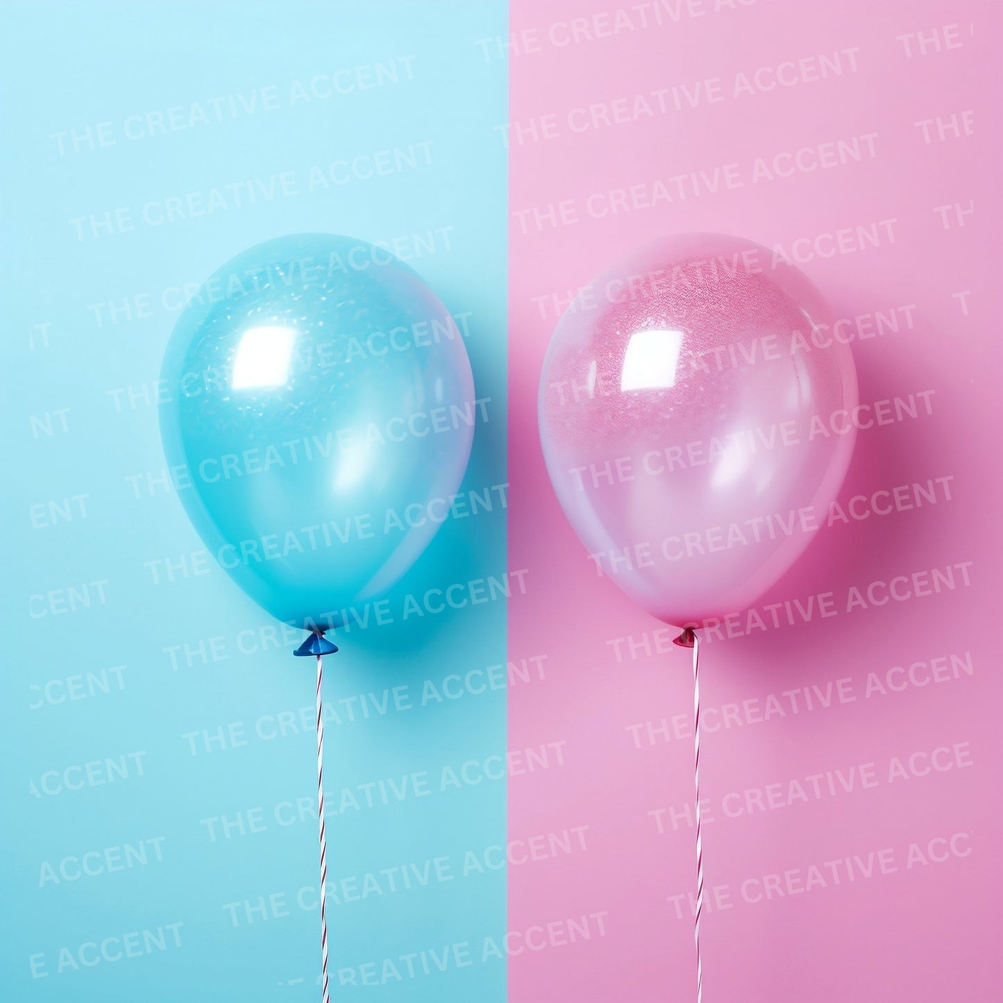 Gender Reveal Background Digital Paper, 8 JPEG, Half Blue and Pink Balloons Ai Art, Surprise Boy or Girl Invite Overlay