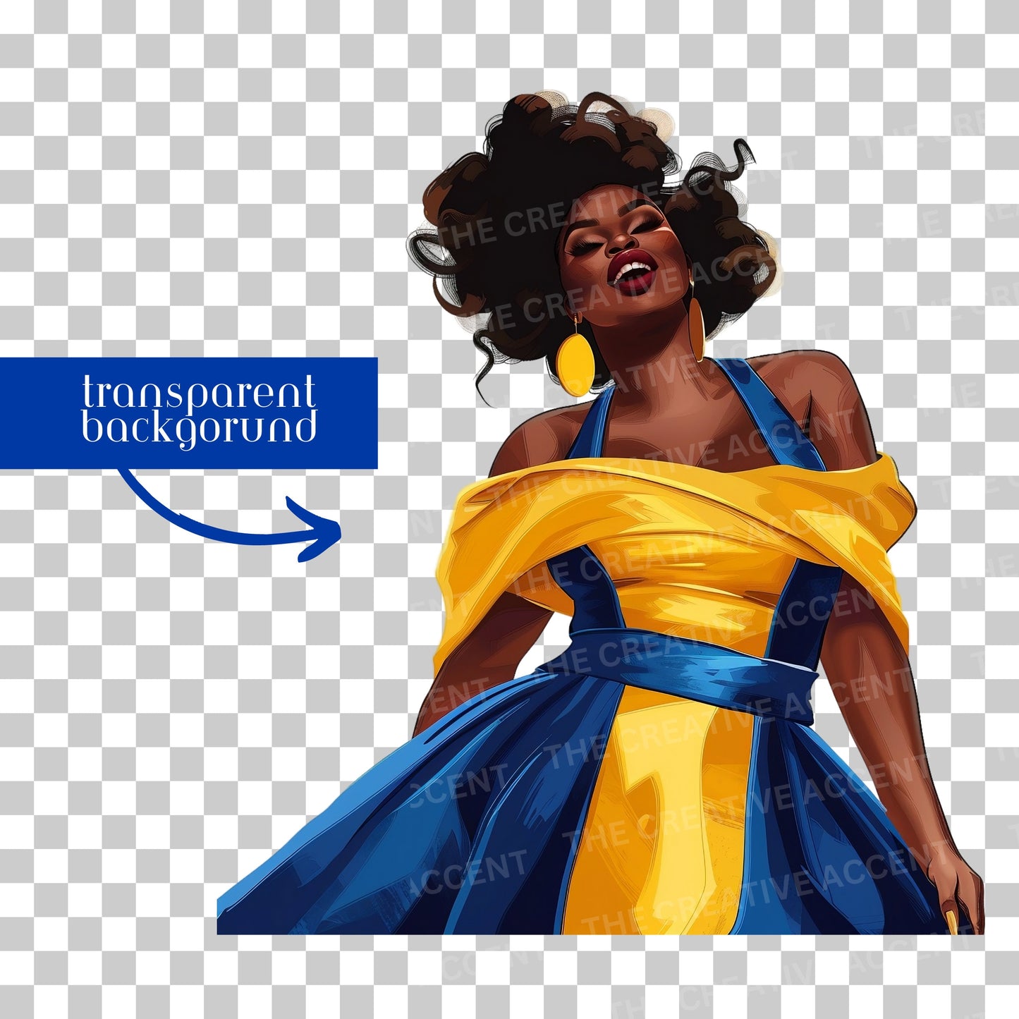 Royal Blue and Gold Sorority Women Clipart, 33 PNG, Black Women Soror Sisters Ladies Bundle, Poodle HBCU Cartoon, D9 Homecoming Member 1922