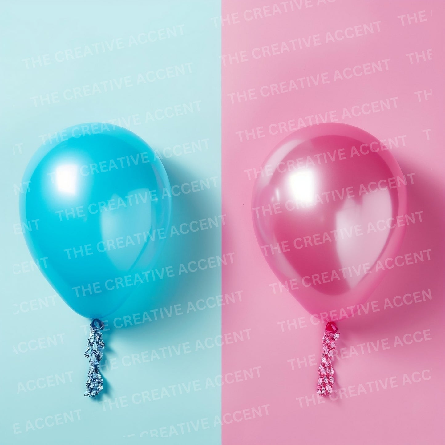 Gender Reveal Background Digital Paper, 8 JPEG, Half Blue and Pink Balloons Ai Art, Surprise Boy or Girl Invite Overlay